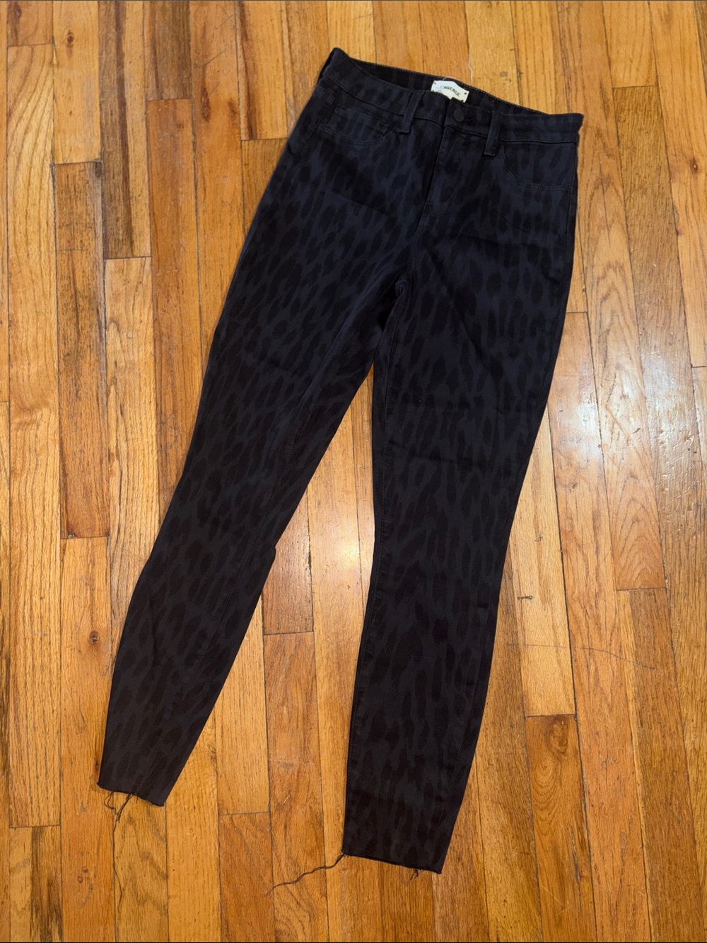 L’agence Black Animal-Print Slim Pants 25